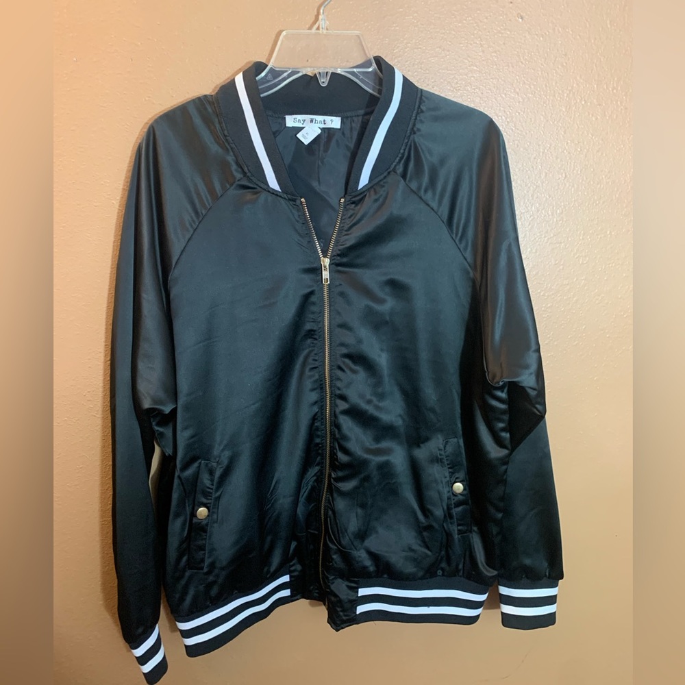 🏷️Limited Sale🏷️ Say What? Black and White Bomber Jacket